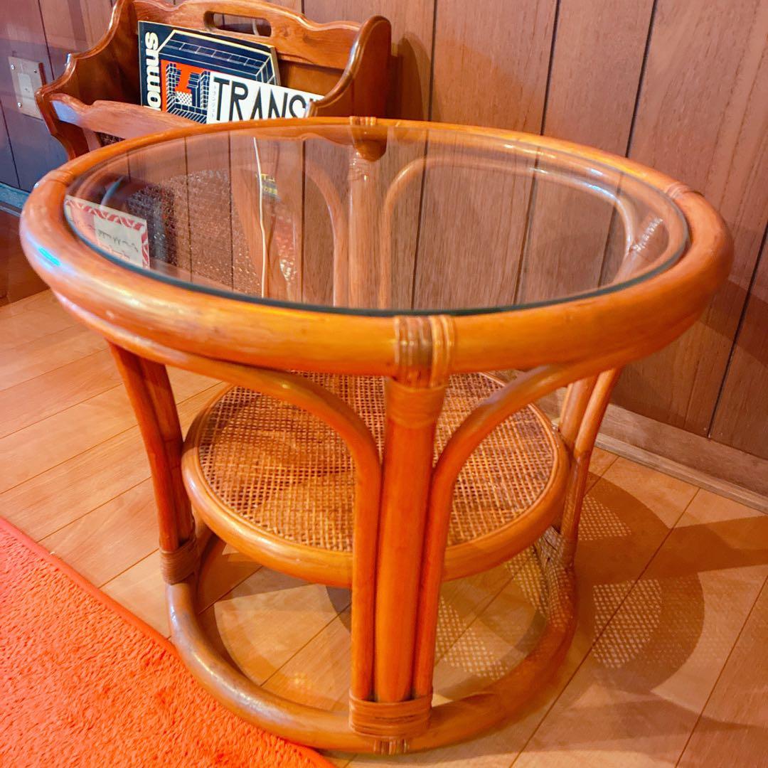 ラタン　テーブル　ヴィンテージ 籐 ジャパニーズモダン ナチュラル