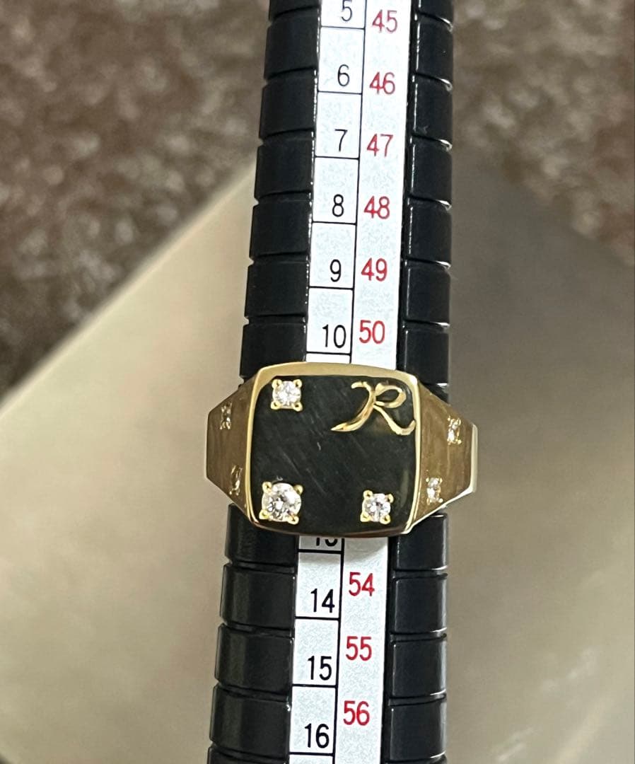 【美品】K18ダイヤ付き印台リング　11号18g