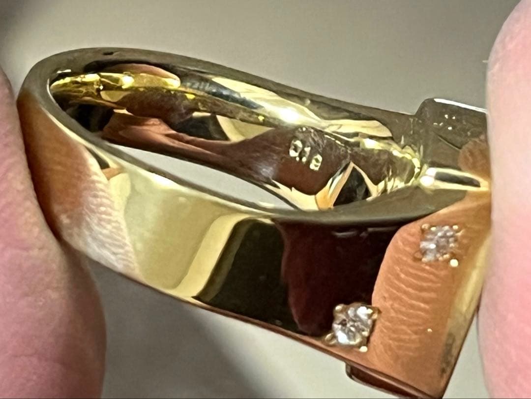 【美品】K18ダイヤ付き印台リング　11号18g