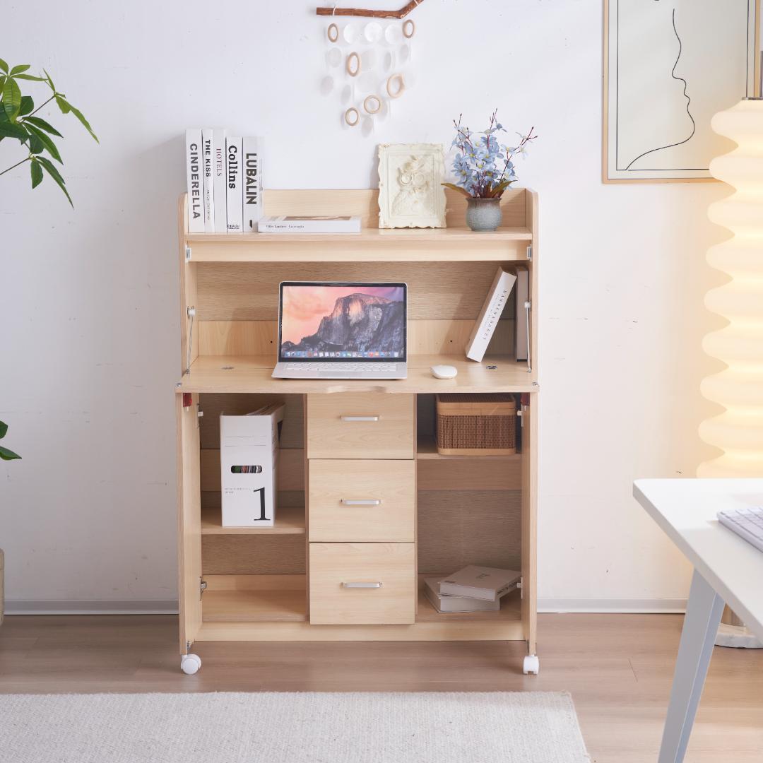 【ナチュラル】学習机 デスク パソコンデスク勉強机 折り畳み天板pcデスク