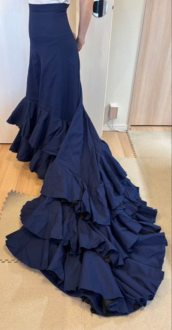 フラメンコ バタデコーラ 濃紺 ネイビー 舞台衣装