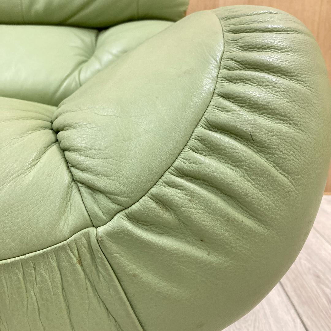 【カリモク】一人掛けソファ　回転式　1Pソファ　本革