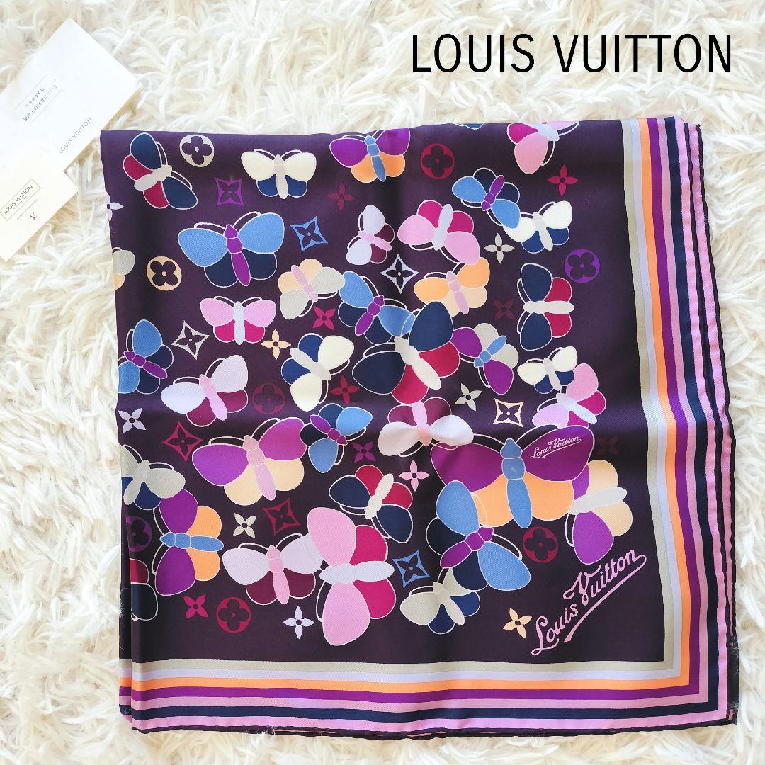 Louis Vuitton 蝶デザイン シルクスカーフ