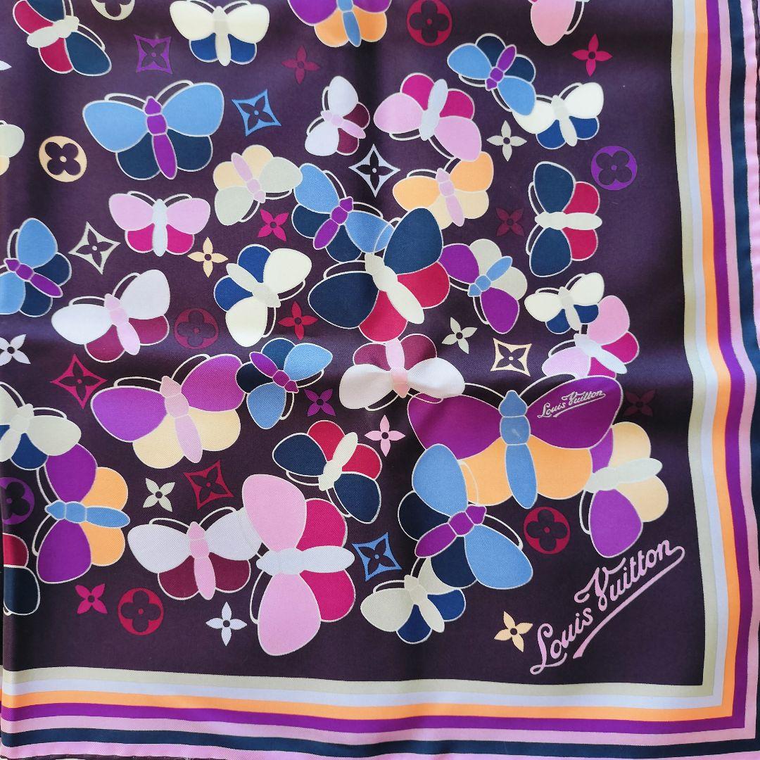 Louis Vuitton 蝶デザイン シルクスカーフ