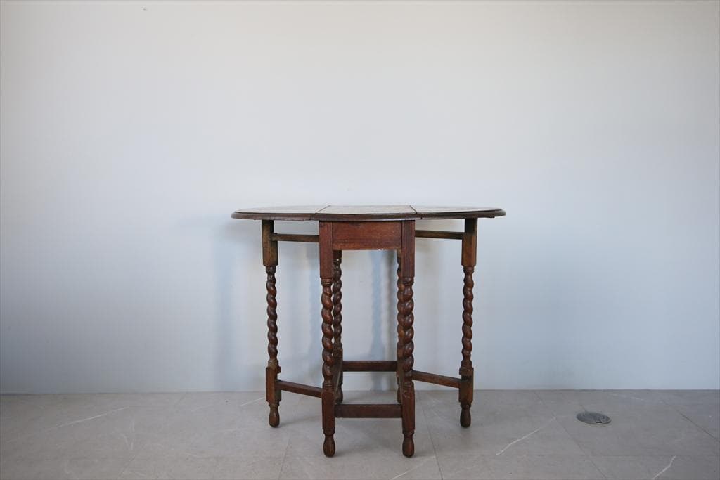 英国アンティーク木製ゲートレッグテーブル/ダイニング机バタフライ(91-120)