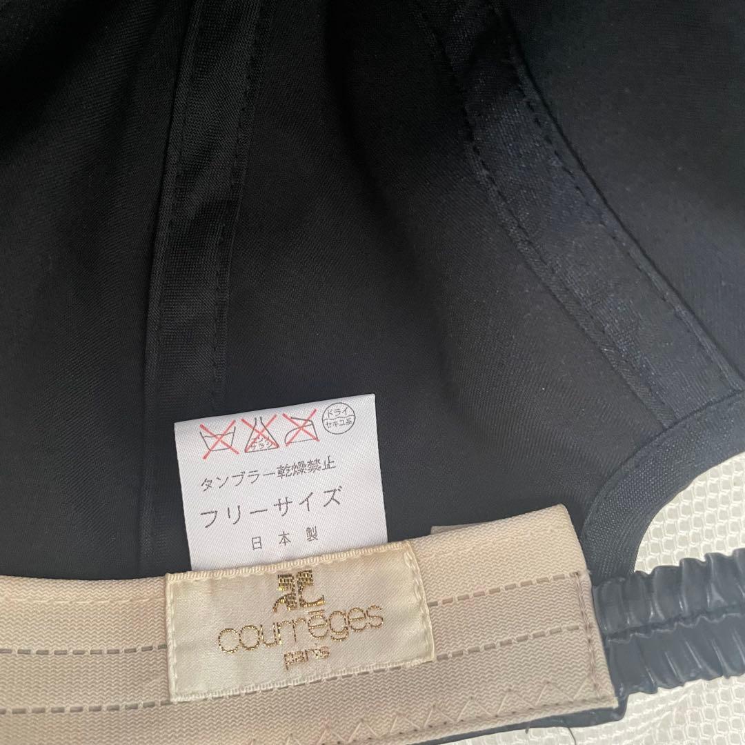 Courreges クレージュ 黒 刺繍ラメロゴキャップ