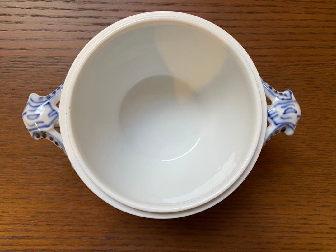 ブルーフルーテッドプレイン　ティーポット　シュガーポット　クリーマー　希少サイズ