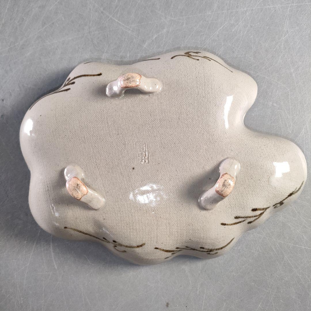 A1316-7/加藤利昇 造/乾山写菊文向附5客/飾皿/菓子皿/盛皿/懐石道具/