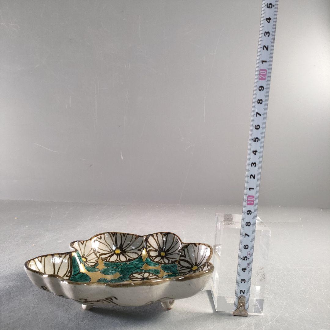 A1316-7/加藤利昇 造/乾山写菊文向附5客/飾皿/菓子皿/盛皿/懐石道具/