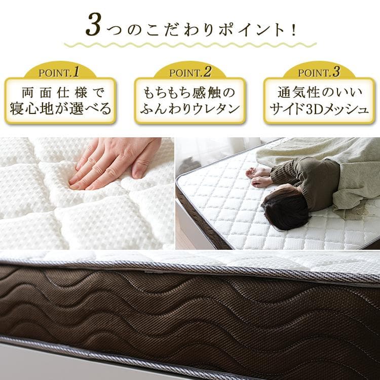 リバーシブルフィットコイル  ポケットコイルマットレス シングル　ダブル
