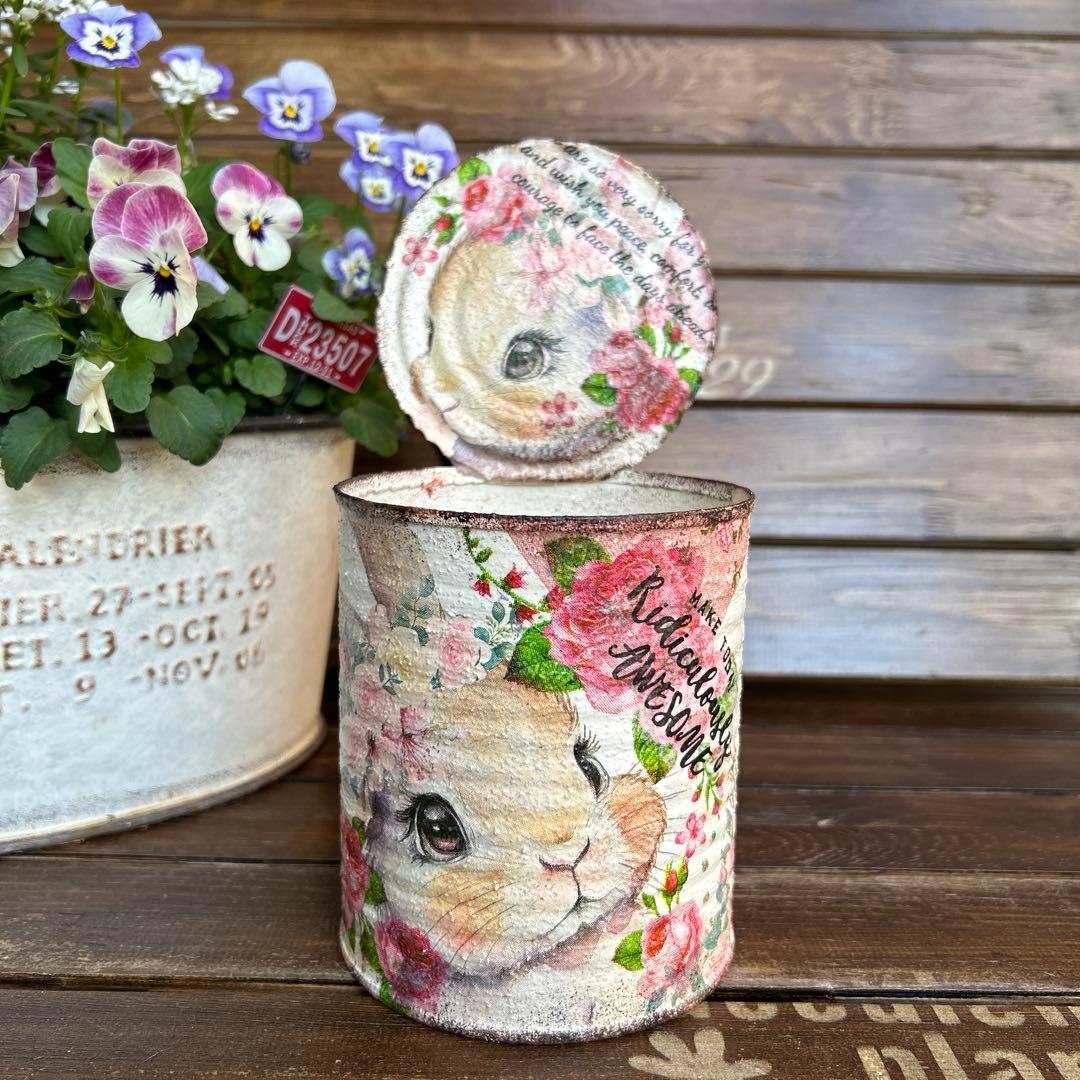 ゆなうささま リメイク缶　 うさぎさん②