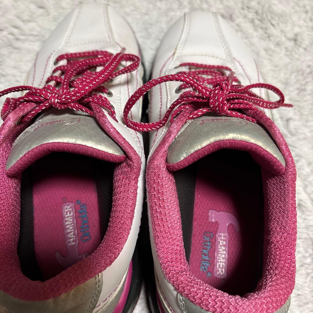 ハンマー社のボウリングシューズ ホワイト/ピンク　２４.５ｃｍ