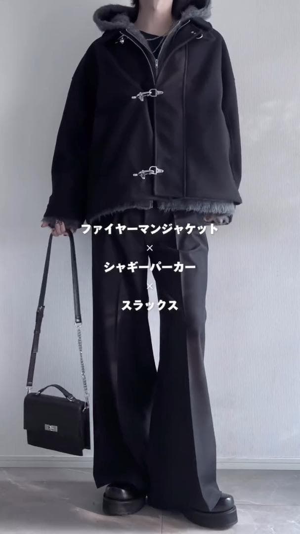 M 目立った傷等無し LILL ショート丈メルトンファイヤーマンブルゾン 黒