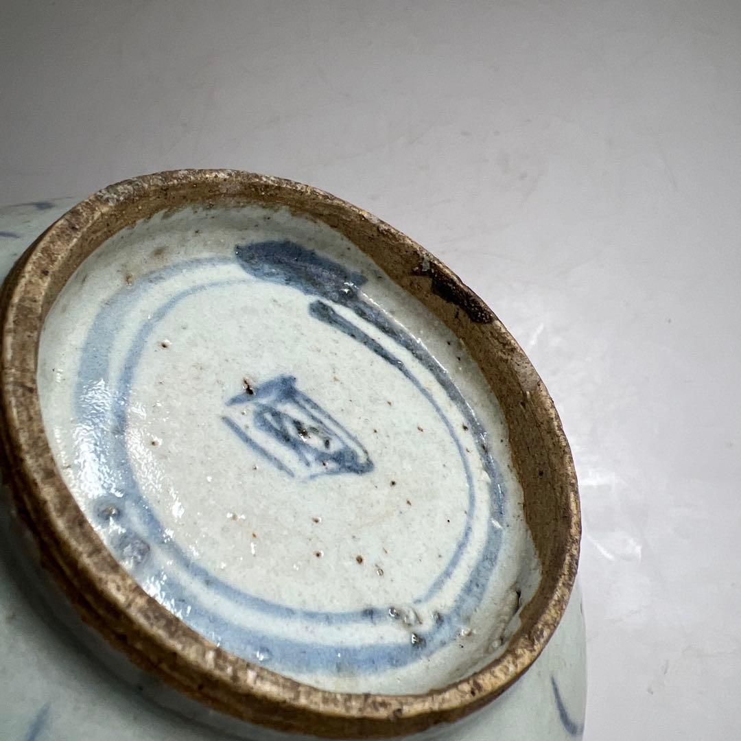 中国清朝時代　南京染付菓子鉢大小　木箱付　口径約17.8/15.5㎝