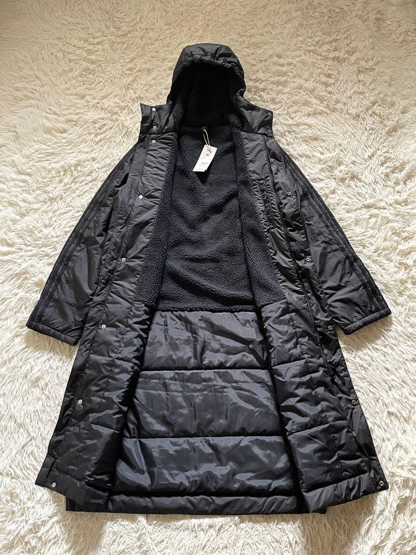 adidas ボアロングコート JG8514 WIND.RDY 防寒 黒 XL