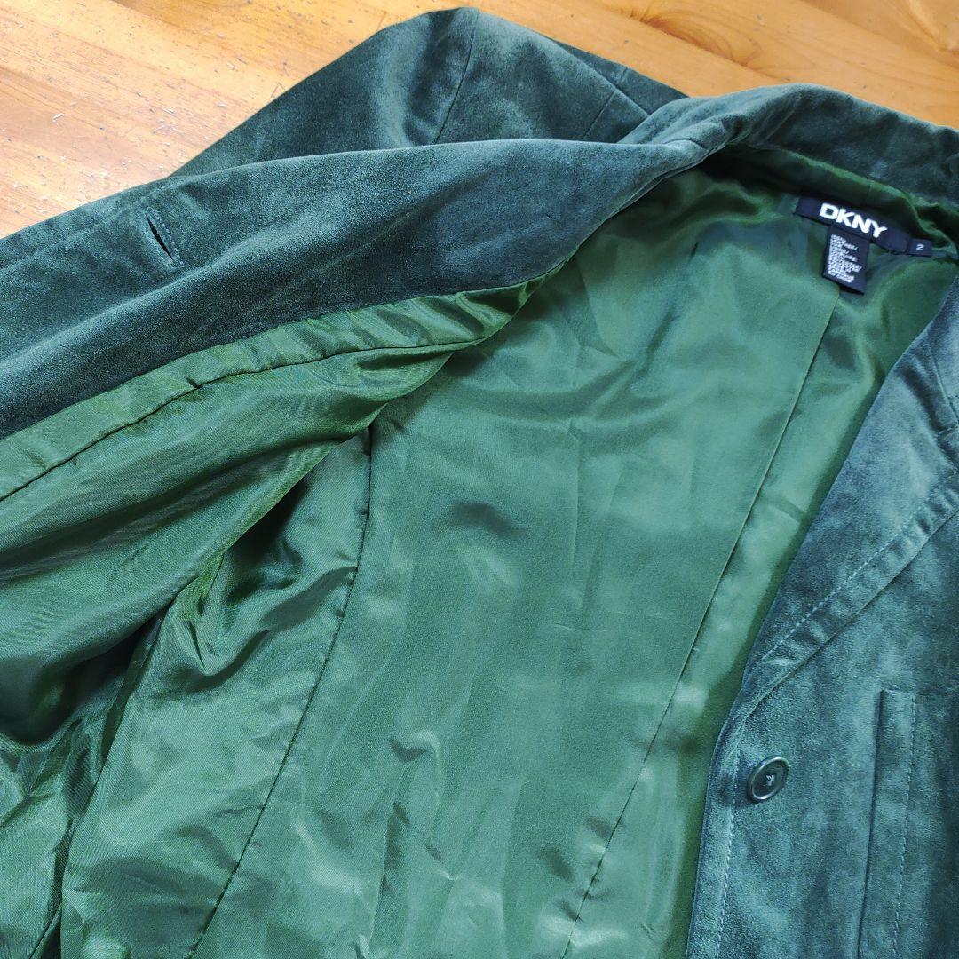 DKNY ダナキャラン　牛革　ジャケット　コート　グリーン　定価89000円