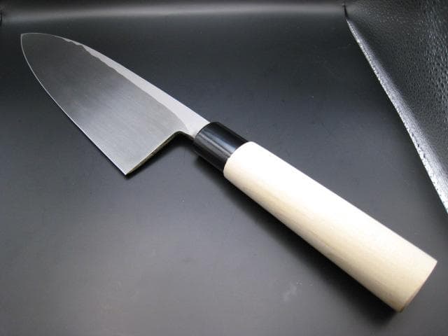 [新品未使用] 鮭切り 240mm 白紙3号 黒打ち仕上げ 朴木 丸形