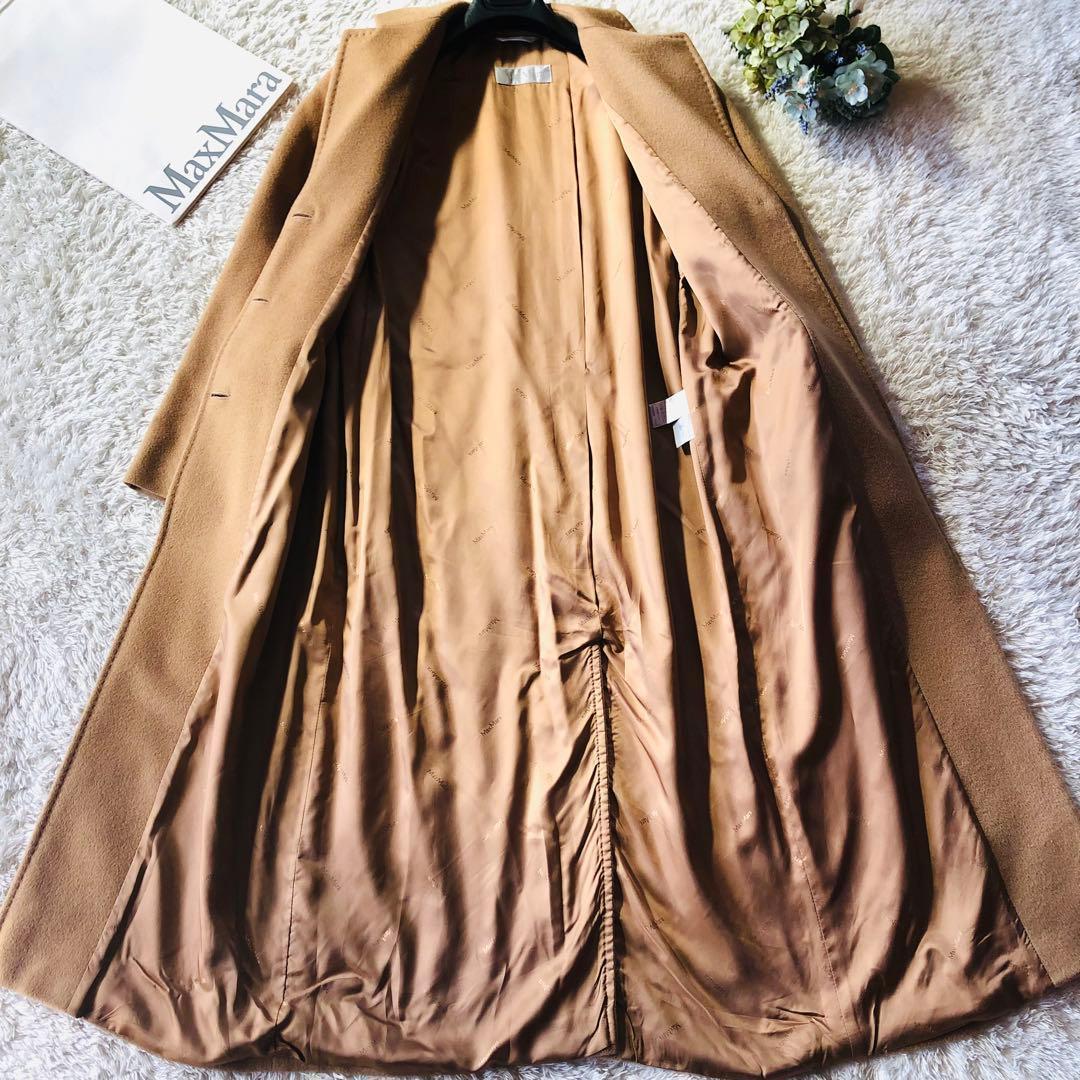 希少42大きめ✨美品 マックスマーラ ロングコート キャメル100% 女優襟