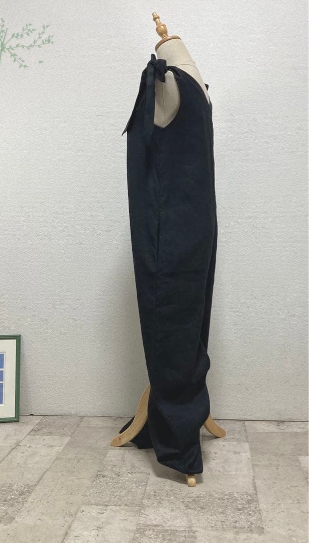 新品未使用タグ付ツルバイマリコオイカワリボン付ロングオールインワン34ブラック