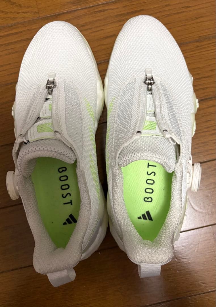 adidas BOOST ゴルフシューズ ホワイト/ライム24.0cm