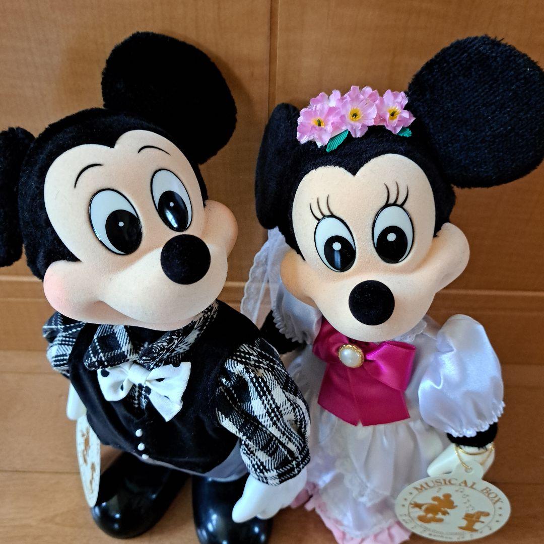 ディズニー ミッキーミニーウェディング 首振り人形 オルゴール レトロ