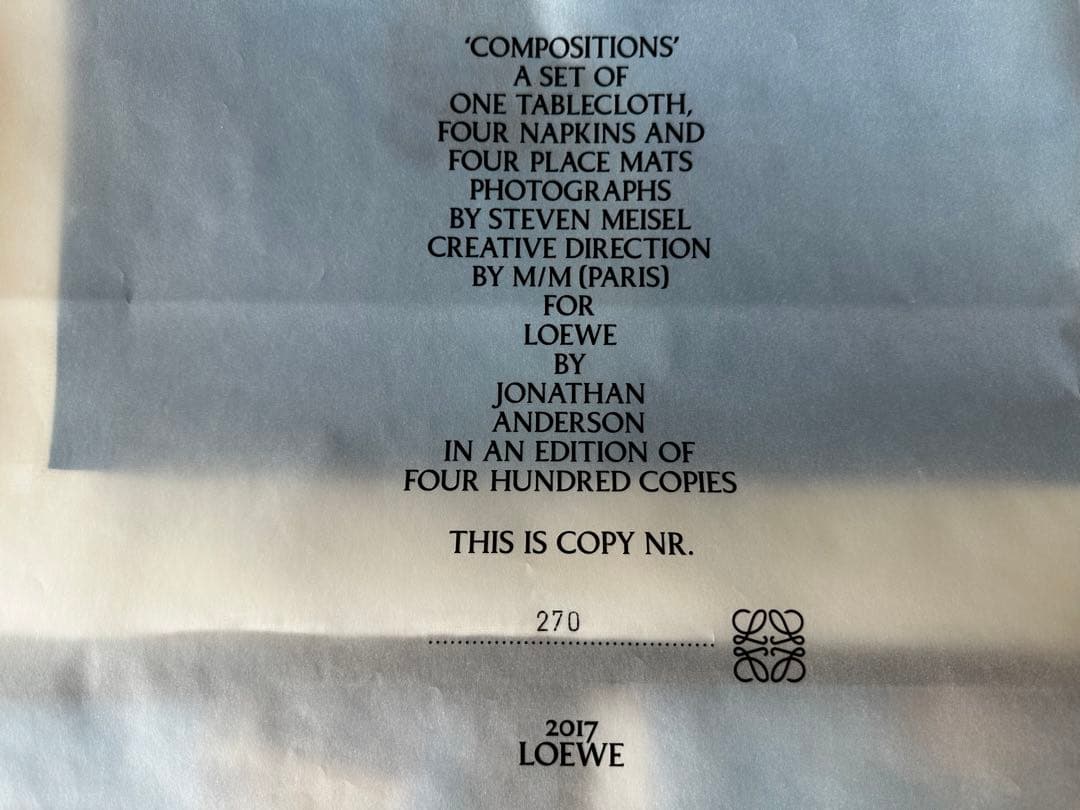 ロエベ　テーブルリネンセット　スティーブマイゼル　LOEWE