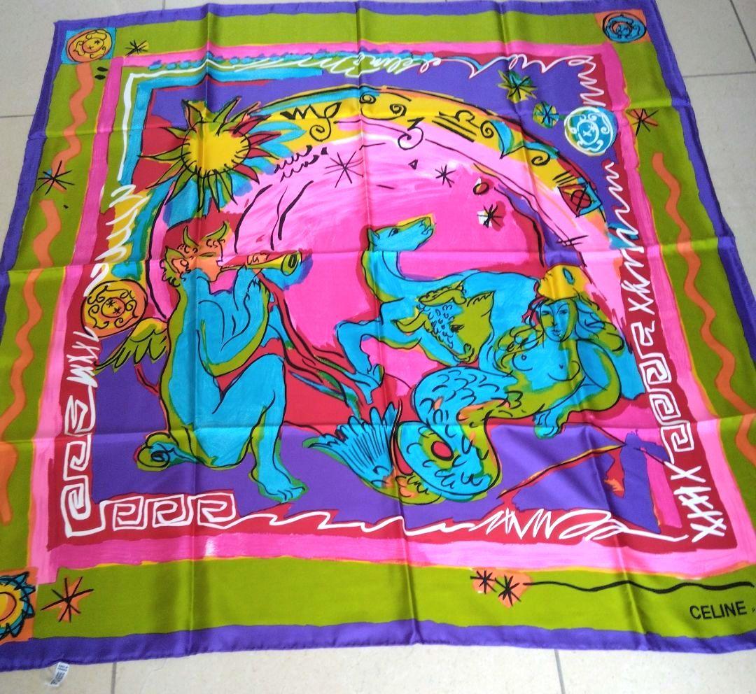 専用「未使用」CELINE セリーヌ　上品　マルチカラー　大判スカーフ