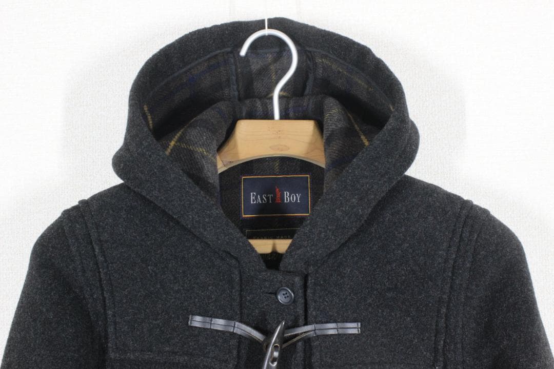 57【極美品】イーストボーイ ダッフルコート 9 グレー M ロング カシミヤ入