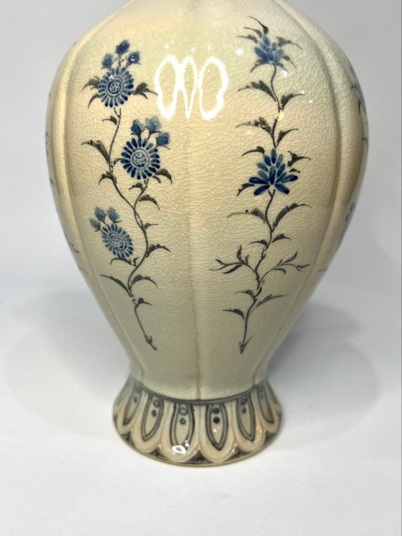 十四代沈壽官 瓜型染付花瓶