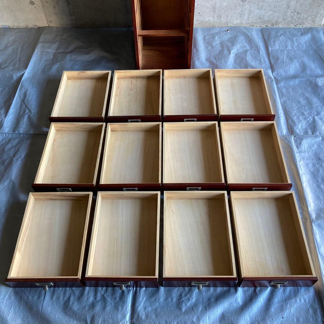 木製 ラック チェスト 引き出し 小物入れ 書類 12杯 縦長 家具 レトロ