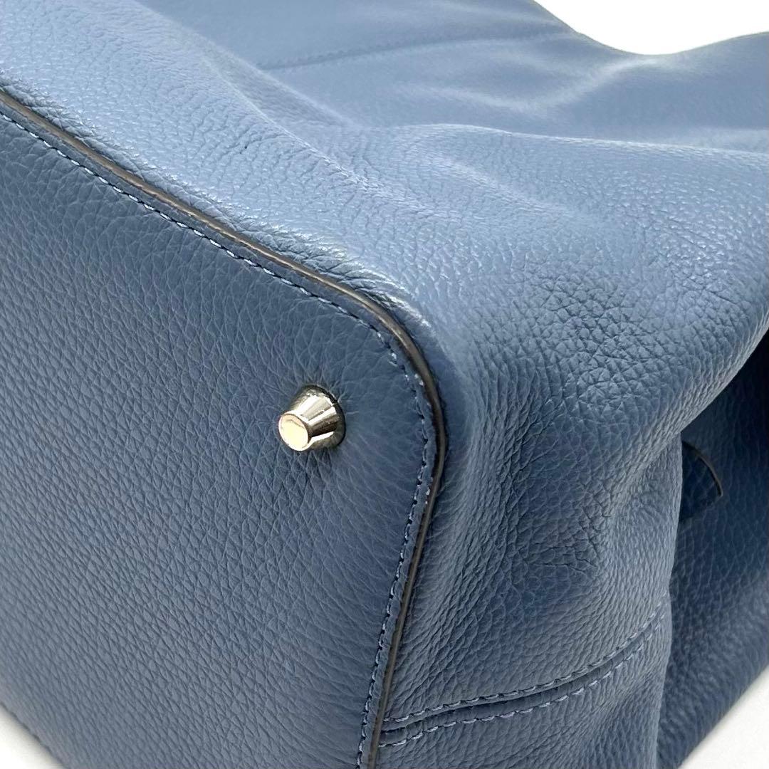 【極上美品】正規店購入 フルラ レザー トートバッグ 肩掛け 大容量 綺麗 青系