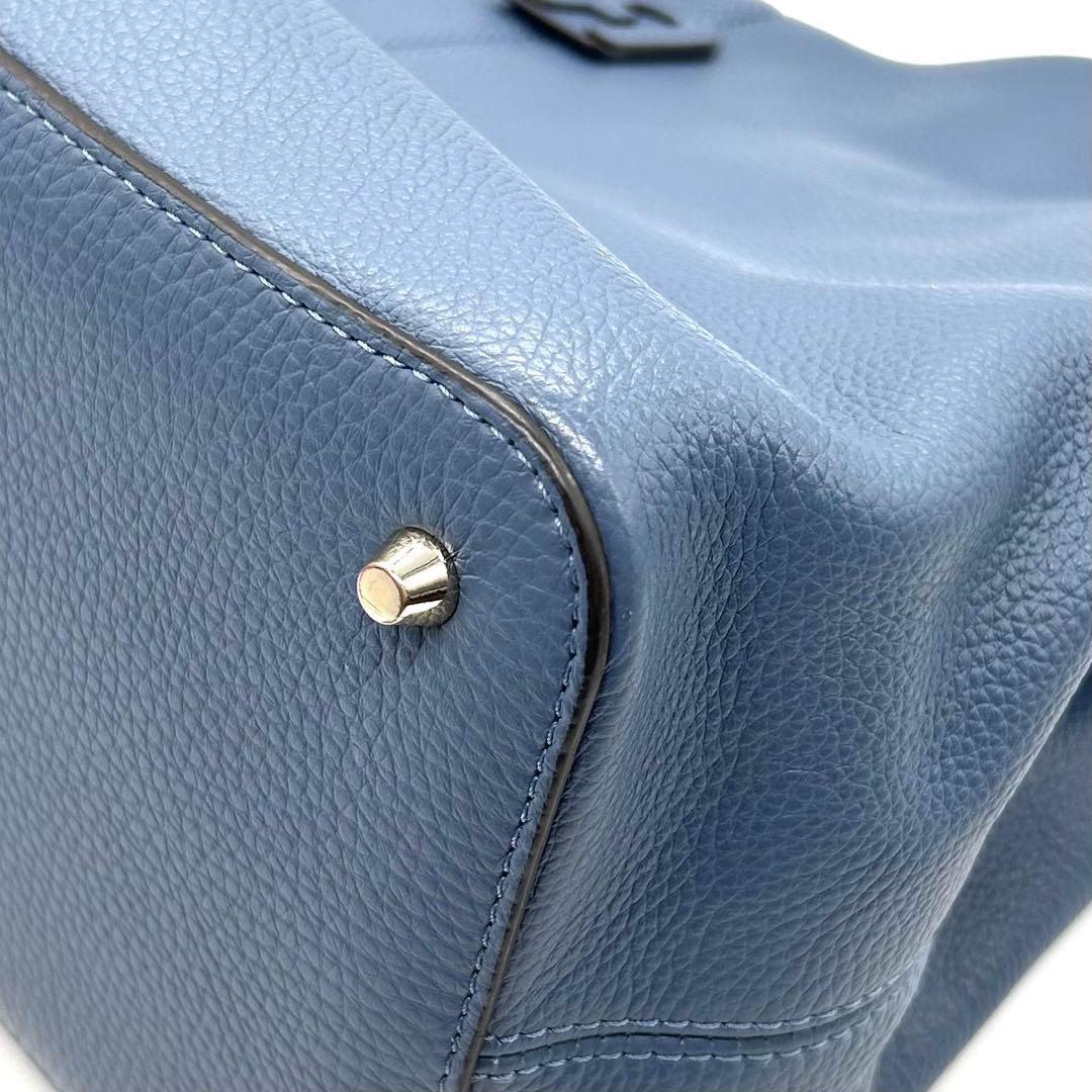 【極上美品】正規店購入 フルラ レザー トートバッグ 肩掛け 大容量 綺麗 青系