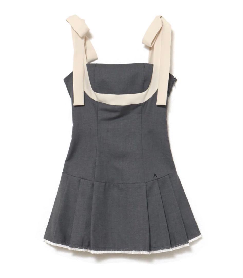 ワンピース andmary Chuchu pleats ribbon dress gray