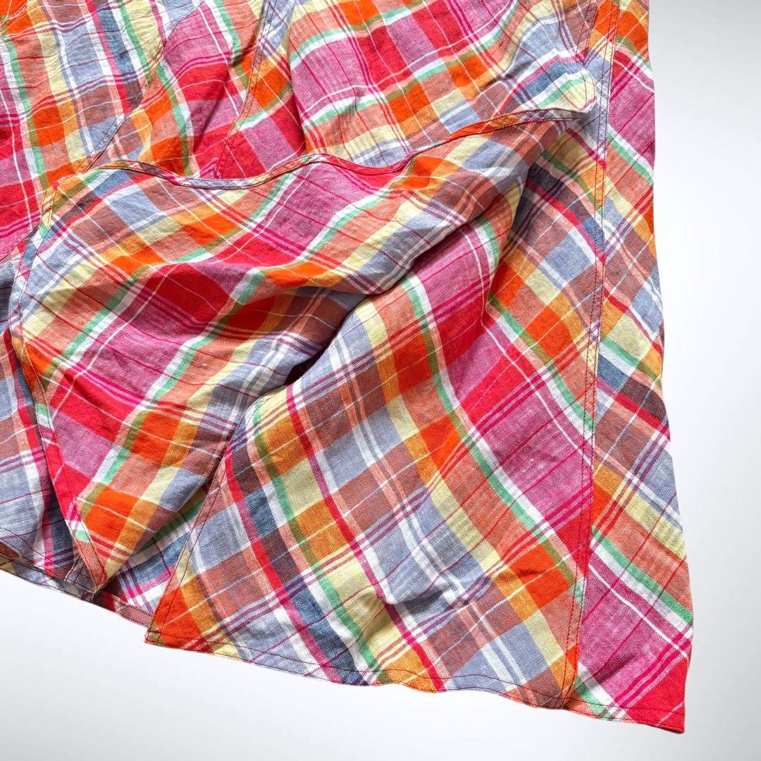 2024ss ポロラルフローレン チェックリネンラップスカート 巻きスカート 0