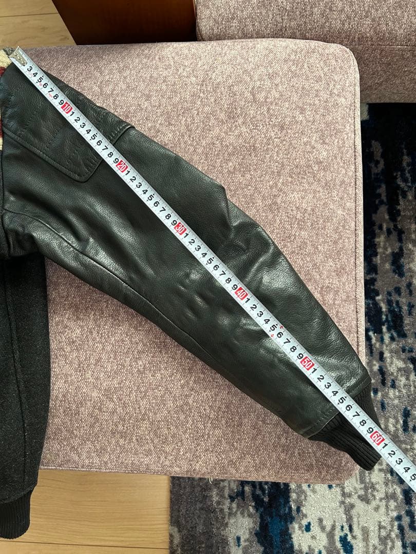 Baby's shop様[美品]切り替えウールレザースタジャン