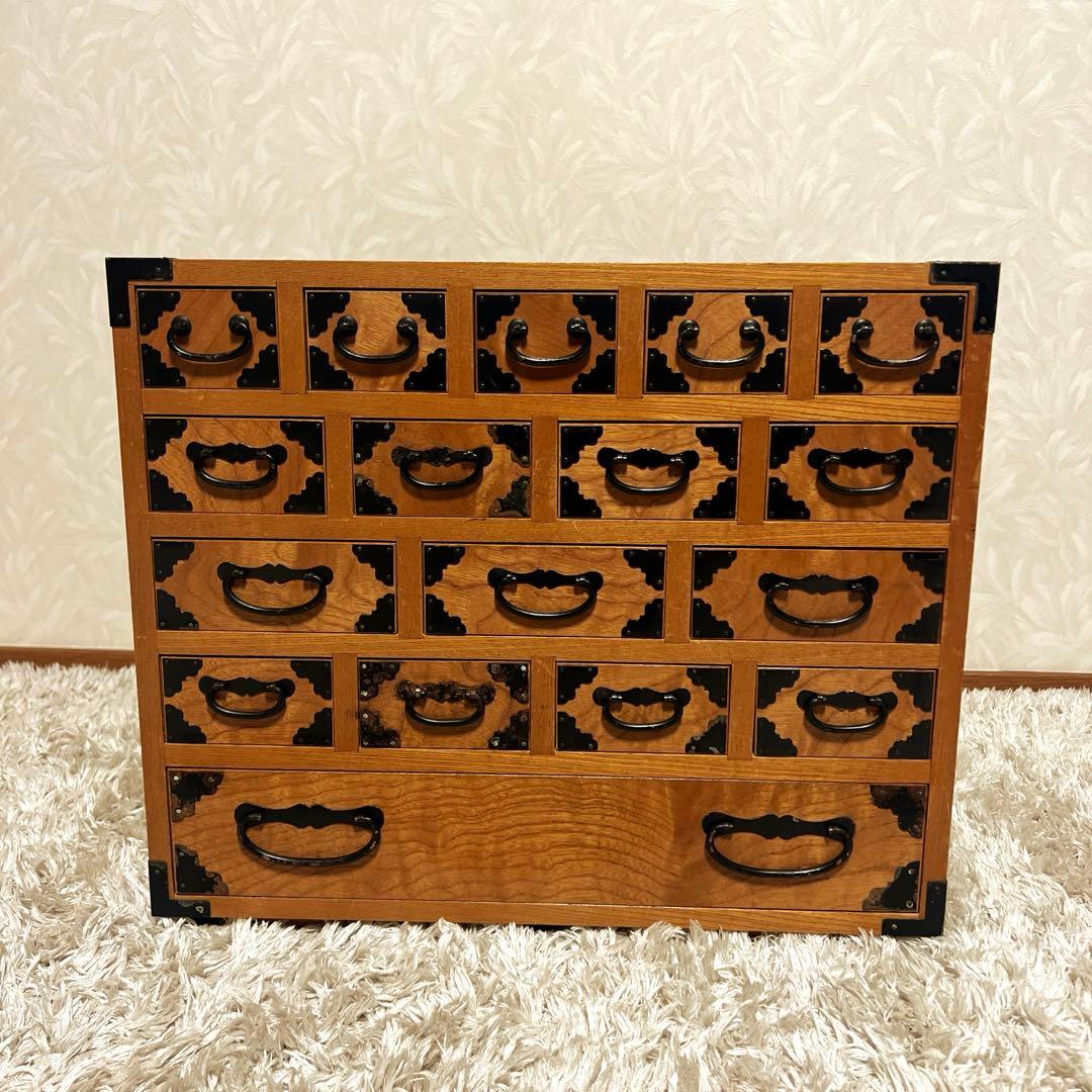 骨董品　薬箪笥　薬箱　小箪笥　5段小引き出し17杯 昭和レトロ 小物入れ ②