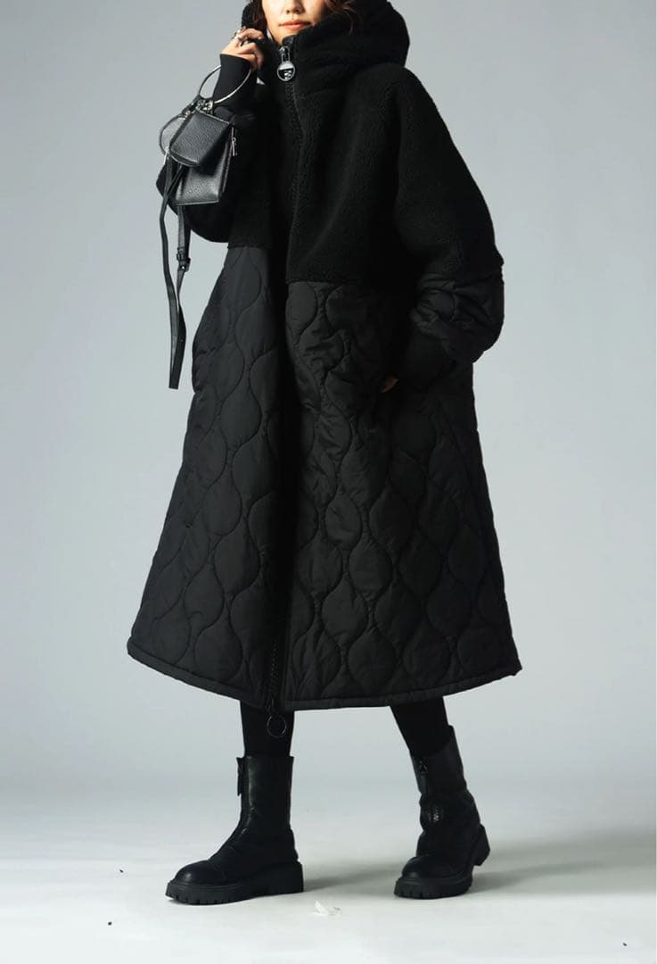 ジャケット・アウター BIG ZIPPER BOA QUILTED LONG COAT