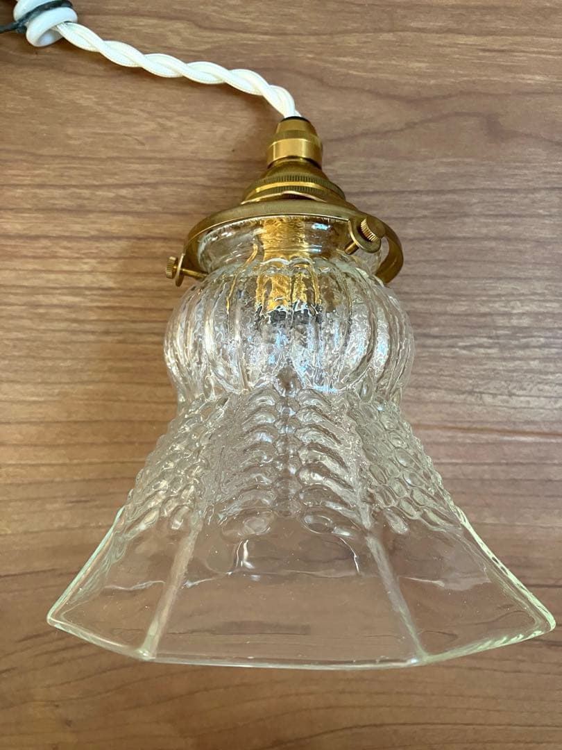 【Antique】白磁製昇降機付きガラスシェードペンダントライト