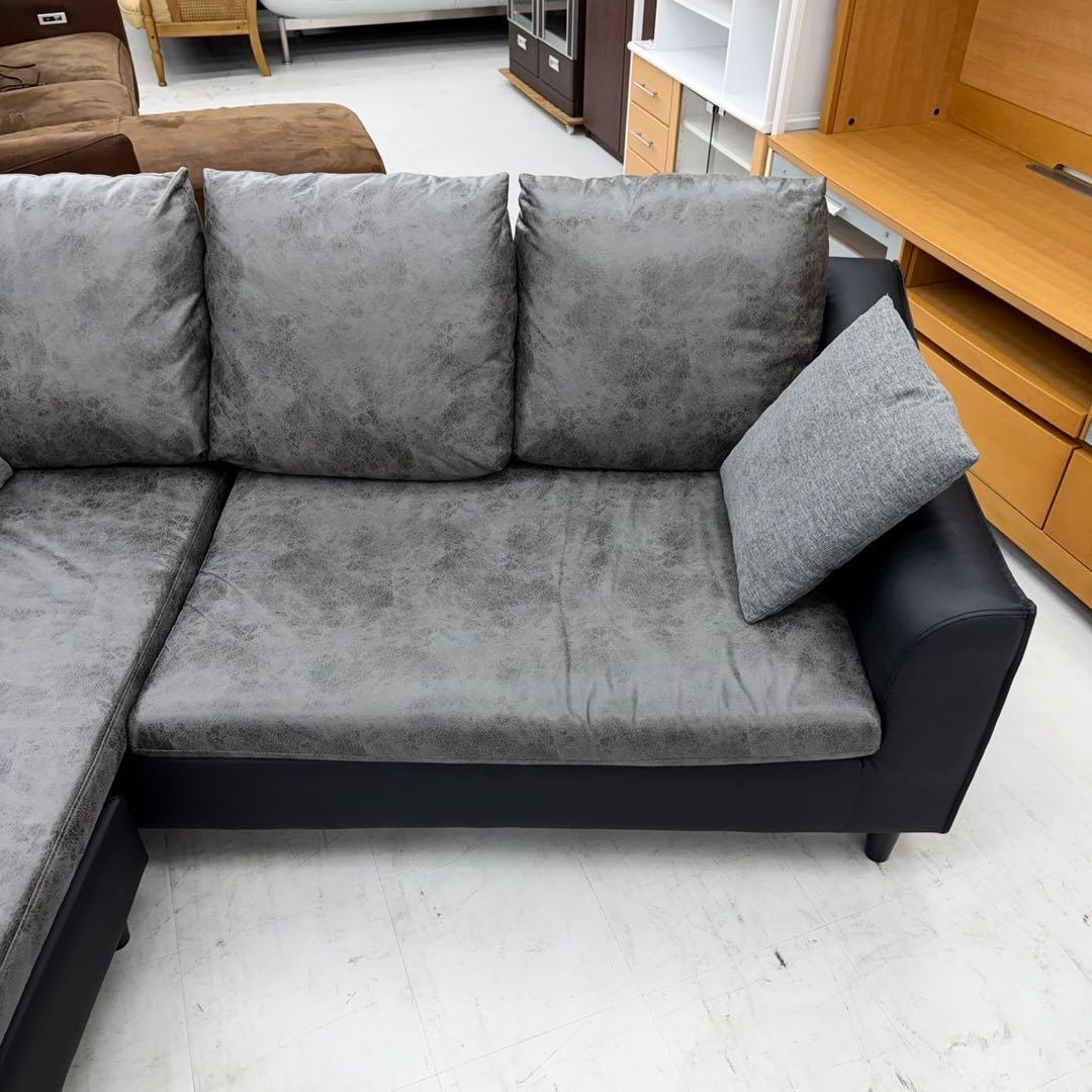 サカイ工芸 186cm幅3人掛けカウチソファ 左右入れ替可能 レザーファブリック