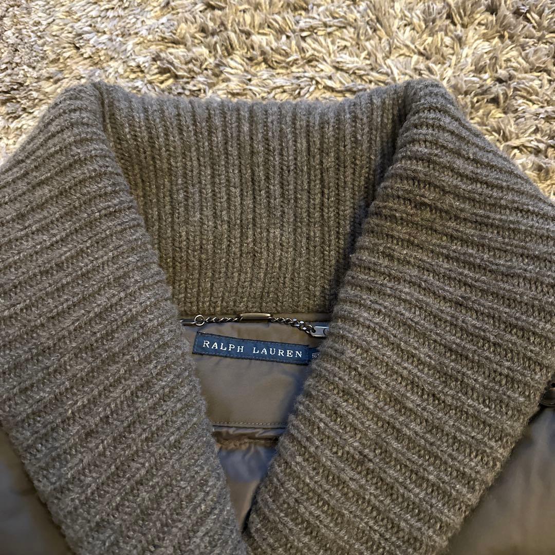 ラルフローレン　ダウンベスト　カシミヤ混ニット リブ　ショールカラー