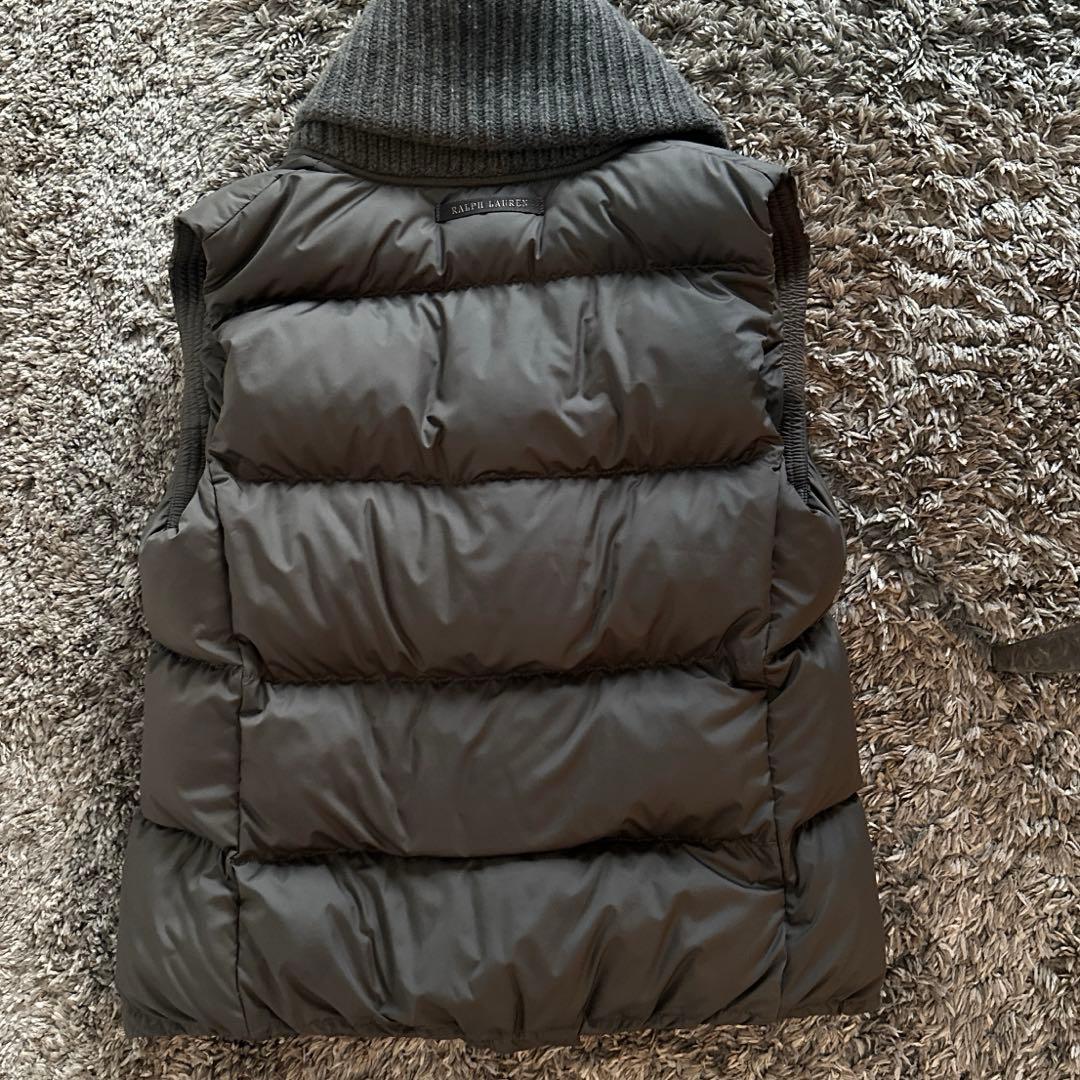 ラルフローレン　ダウンベスト　カシミヤ混ニット リブ　ショールカラー