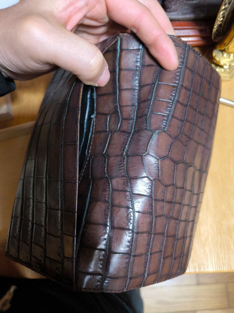 新品同様 桐箱入 定14万 クロコダイル ニロティカス 無双 多機能 長財布