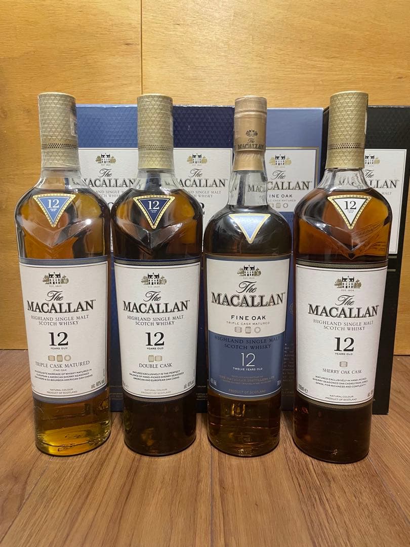 The Macallan 12年 シェリー ファイン ダブル トリプル 4本 箱