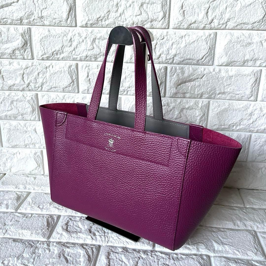 キキララA.D.M.J. トートバッグ 逆台形 パープルシボ革 トート
