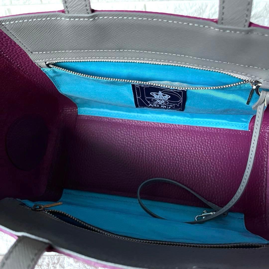 キキララA.D.M.J. トートバッグ 逆台形 パープルシボ革 トート