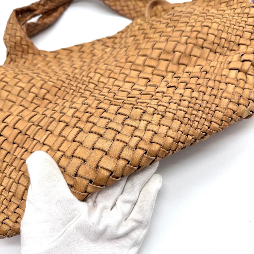 ファロルニ イントレチャート レザー トートバッグ ハンド ポーチ付 ブラウン