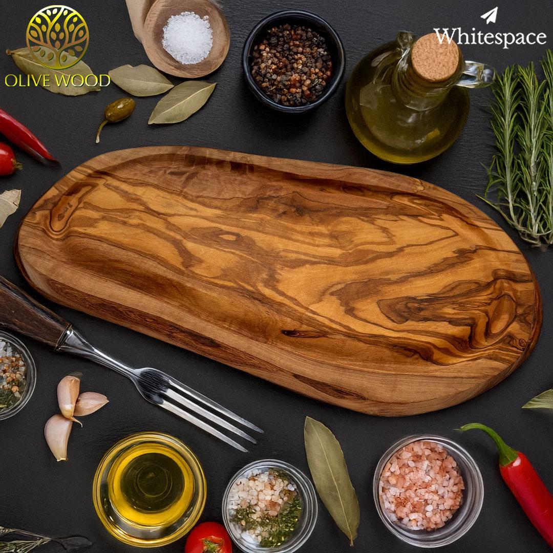 縁 溝付き オリーブウッド カッティングボード まな板 ハンドメイド チュニジア