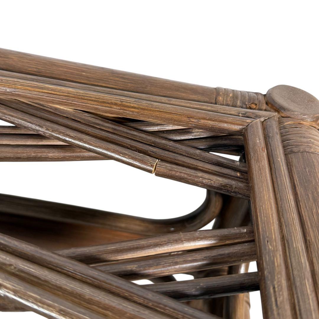 KZ035 【希少デザイン】コスガ　kosuga ラタン籐　ガラステーブル