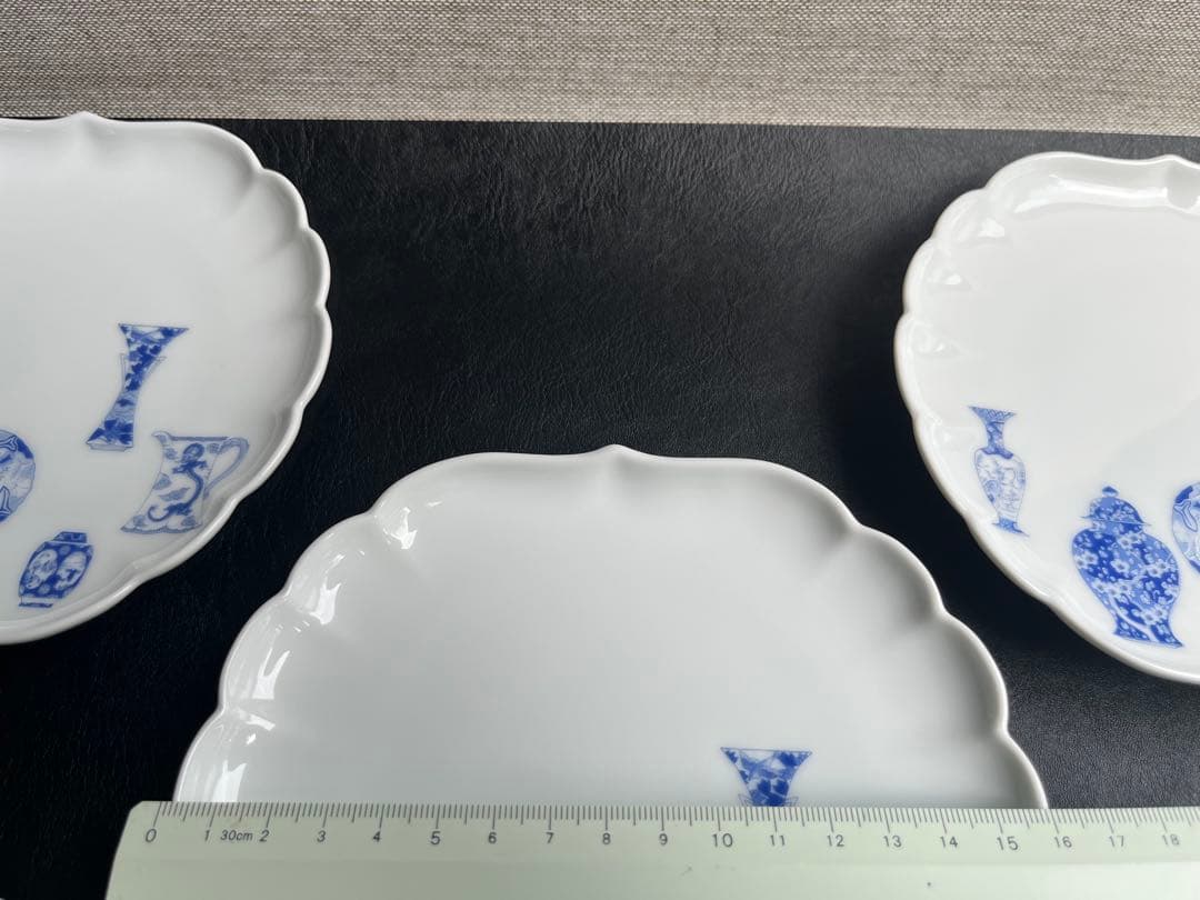 深川製磁　ブルーチャイナ　銘々皿　サービス皿揃　菊中割　5枚