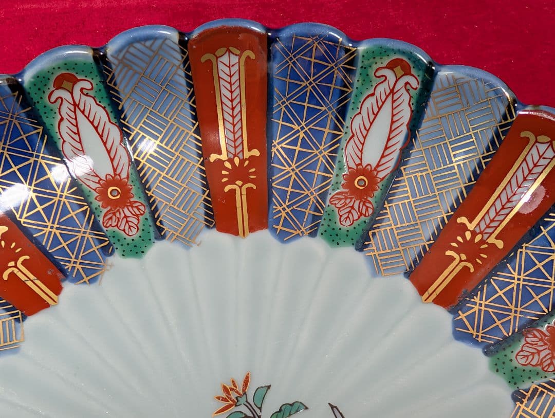 林九郎窯　染錦地紋　中皿揃